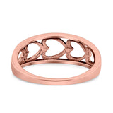 Sideways Heart Band Promise Ring Oxidized Solid 925 Sterling Silver (8mm)