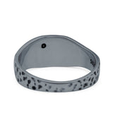 Mountains, Trees Sun Ring Oxidized Band Solid 925 Sterling Silver Thumb Ring (8mm)