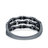 Bamboo Ring Oxidized Band Solid 925 Sterling Silver Thumb Ring (7.7mm)