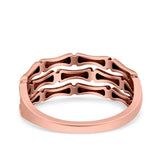 Bamboo Ring Oxidized Band Solid 925 Sterling Silver Thumb Ring (7.7mm)