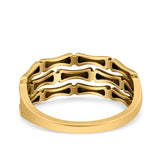 Bamboo Ring Oxidized Band Solid 925 Sterling Silver Thumb Ring (7.7mm)