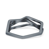 Geometric Ring Oxidized Band Solid 925 Sterling Silver Thumb Ring (5.4mm)