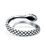 Snake Ring Oxidized Band Solid 925 Sterling Silver Thumb Ring (10mm)