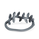 Leaves Ring Oxidized Band Solid 925 Sterling Silver Thumb Ring (8.1mm)
