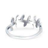 Leaves Ring Oxidized Band Solid 925 Sterling Silver Thumb Ring (8.1mm)