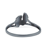Feet Ring Oxidized Band Solid 925 Sterling Silver Thumb Ring (8mm)