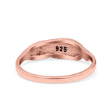 Sideways Feather Ring Oxidized Solid 925 Sterling Silver Thumb Ring (6mm)