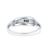 Sideways Feather Ring Oxidized Solid 925 Sterling Silver Thumb Ring (6mm)