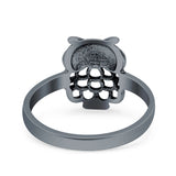 Owl Ring Oxidized Band Solid 925 Sterling Silver Thumb Ring (12mm)