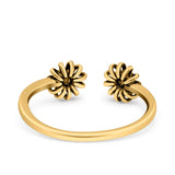 Flowers Ring Oxidized Band Solid 925 Sterling Silver Thumb Ring (6mm)