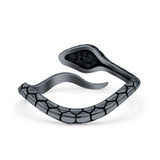 Serpent Snake Ring Oxidized Band Solid 925 Sterling Silver Thumb Ring (7mm)