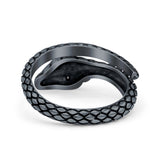 Snake Ring Oxidized Band Solid 925 Sterling Silver Thumb Ring (12mm)