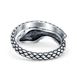 Snake Ring Oxidized Band Solid 925 Sterling Silver Thumb Ring (12mm)