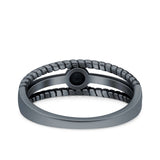 Round Bali Split Shank Oxidized Ring Band Solid 925 Sterling Silver Thumb Ring (6.6mm)