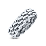 Braided Rounded Weave Knot Innovative Fashion Oxidized Band Solid 925 Sterling Silver Thumb Ring (6mm)