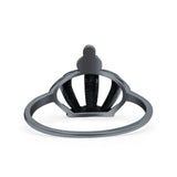 Royal Crown Ring Oxidized Band Solid 925 Sterling Silver Thumb Ring (11mm)