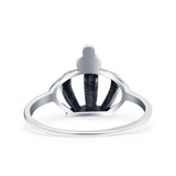 Royal Crown Ring Oxidized Band Solid 925 Sterling Silver Thumb Ring (11mm)