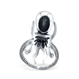 Octopus Ring Oxidized Band Solid 925 Sterling Silver Thumb Ring (30mm)
