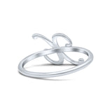 Initial X Alphabet Letter Name Monogram Fashion Band Thumb Ring (8.9mm)