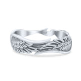 Unique Vintage Wings Design Antique Feather Band Oxidized Band Solid 925 Sterling Silver Thumb Ring (5.4mm)
