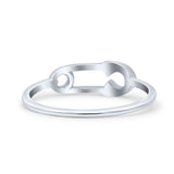 Dainty Modern Safety Pin Shaped Curved Designer Oxidized Statement Band Solid 925 Sterling Silver Thumb Ring (5.3mm)