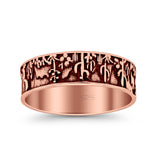 Desert Design Cactus Traditional Oxidized Trending Band Solid 925 Sterling Silver Thumb Ring 7mm