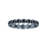 Stackable Attractive Eternity Rounded Oxidized Stars Engraved Promise Band Solid 925 Sterling Silver Thumb Ring (3mm)