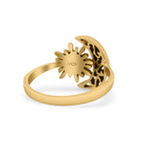 Celestial Moon And Sun Filigree Crescent Affectionate Fashion Oxidized Ring Band Thumb Ring (11.2mm)