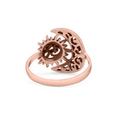 Filigree Crescent Moon & Sun Ring Oxidized 925 Sterling Silver (14.6mm)