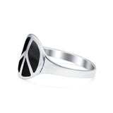 Peace Sign Ring Simulated Turquoise Cubic Zirconia 925 Sterling Silver