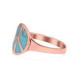Peace Sign Ring Simulated Turquoise Cubic Zirconia 925 Sterling Silver
