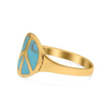 Peace Sign Ring Simulated Turquoise Cubic Zirconia 925 Sterling Silver