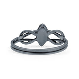 Celtic Knot Weave Petite Dainty Marquise Promise Ring Band Oxidized Braided 925 Sterling Silver (8mm)