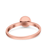 Petite Dainty Lab Opal Ring Solid Round Oxidized 925 Sterling Silver