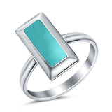 16mm Radiant Cut Solitaire Ring Thumb Ring Simulated Turquoise 925 Sterling Silver