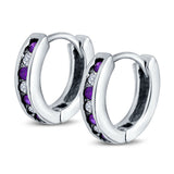 Eternity Huggie Hoop Earrings Channel Round Simulated CZ 925 Sterling Silver (16mm)