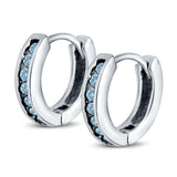 Eternity Huggie Hoop Earrings Channel Round Simulated CZ 925 Sterling Silver (16mm)
