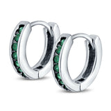 Eternity Huggie Hoop Earrings Channel Round Simulated CZ 925 Sterling Silver (16mm)