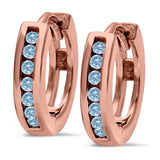 Half Eternity Hoop Earrings Round Simulated CZ 925 Sterling Silver (11mm)