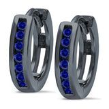 Half Eternity Hoop Earrings Round Simulated CZ 925 Sterling Silver (11mm)