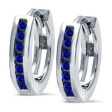 Half Eternity Hoop Earrings Round Simulated CZ 925 Sterling Silver (11mm)