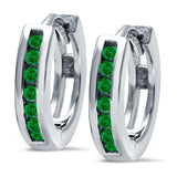 Half Eternity Hoop Earrings Round Simulated CZ 925 Sterling Silver (11mm)