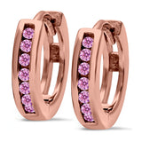 Half Eternity Hoop Earrings Round Simulated CZ 925 Sterling Silver (11mm)
