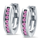 Half Eternity Hoop Earrings Round Simulated CZ 925 Sterling Silver (11mm)