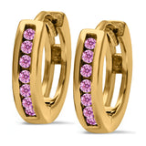 Half Eternity Hoop Earrings Round Simulated CZ 925 Sterling Silver (11mm)