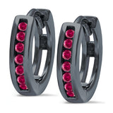 Half Eternity Hoop Earrings Round Simulated CZ 925 Sterling Silver (11mm)
