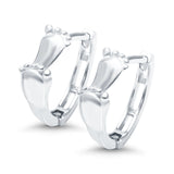 Baby Feet Design Hoop Huggie Earrings 925 Sterling Silver