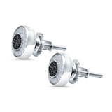 Micro Pave Stud Earrings Round Simulated CZ 925 Sterling Silver