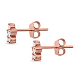 Cluster Flower Stud Earrings Round Simulated CZ 925 Sterling Silver