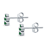 Cluster Flower Stud Earrings Round Simulated CZ 925 Sterling Silver